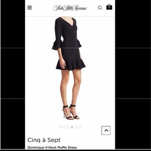 Cinq a Sept V Neck Ruffle Dress